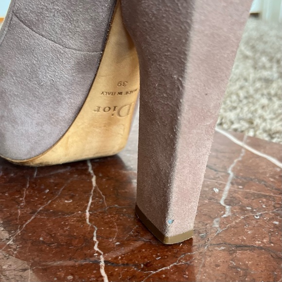 Dior Nude Suede Ballet Heels with Bows and Square Toes - Picture 8 of 15